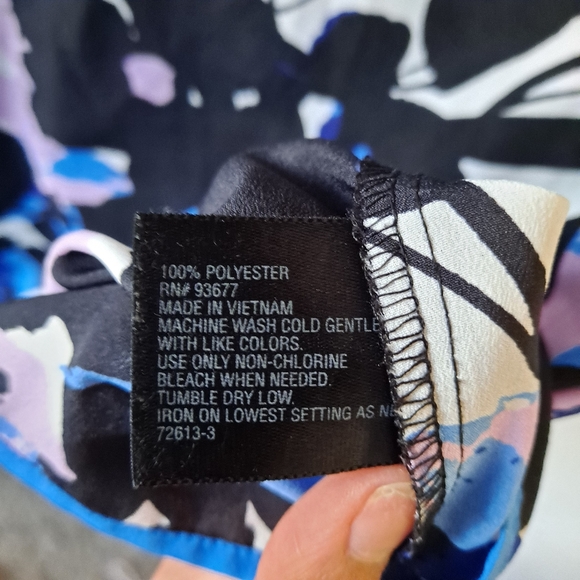 Worthington Blue and Black Sheer Floral Blouse - Picture 4 of 6